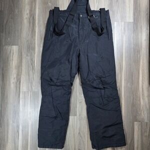 Sportina Mens Large Black Snow Pants Insulated Ski Bibs Adjustable Suspenders